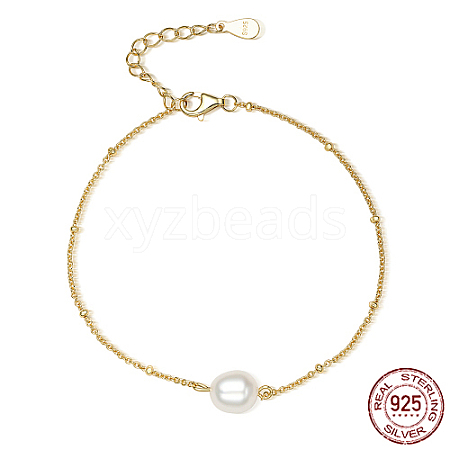 925 Sterling Silver Shell Pearl Link Bracelets HB6290-1-1