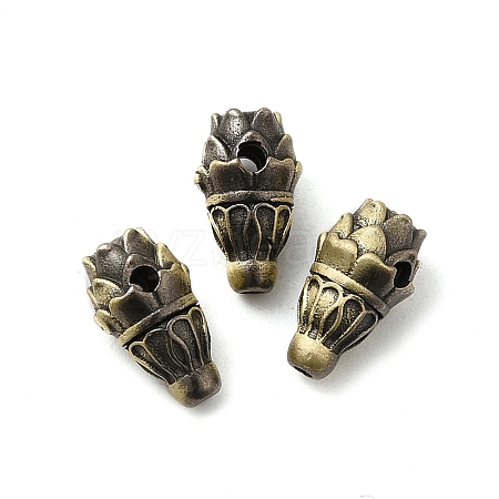 Lotus Flower Tibetan Style Rack Plating Brass 3 Hole Guru Beads KK-Q805-10AB-1