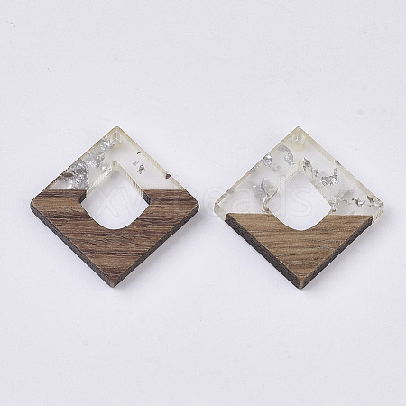 Transparent Resin & Walnut Wood Pendants RESI-S367-15-A02-1