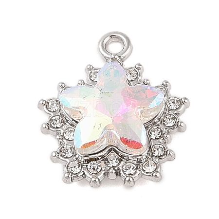 Rack Plating Alloy with Rhinestone Pendants FIND-B037-03P-02-1