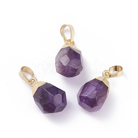 Natural Amethyst Pendants G-G845-07G-05A-1