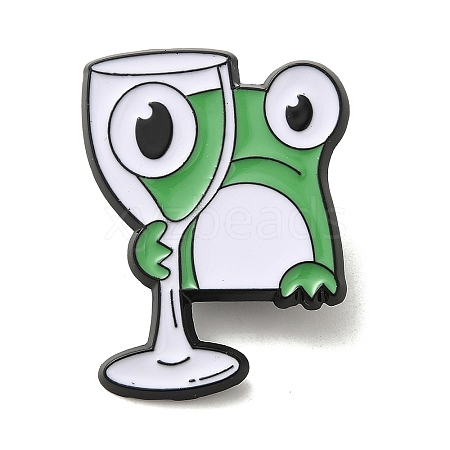 Lime Green Funny Frog Alloy Enamel Pins Brooch JEWB-R025-01B-1