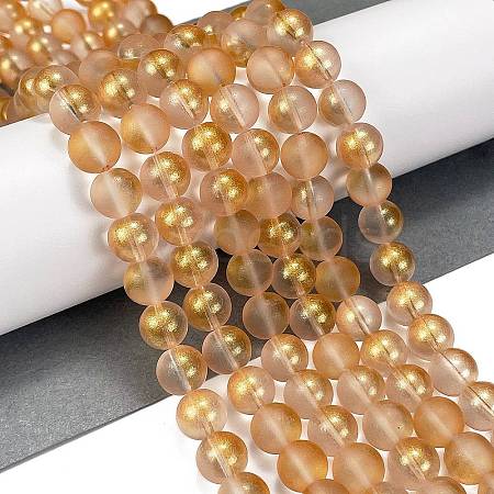 Frosted Transparent Glass Bead Strands GLAA-P065-10mm-02-1