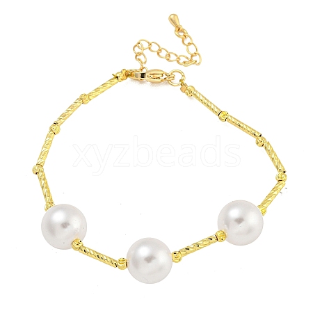 Rack Plating Brass Round Beaded Bracelets for Women BJEW-B106-24G-1