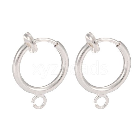 Brass Clip-on Hoop Earring Findings X-KK-P102-01S-1