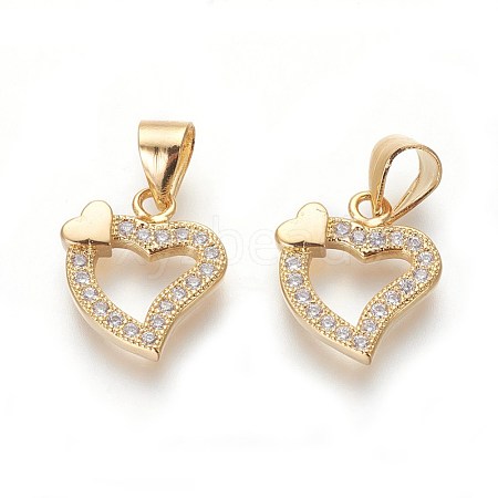 Brass Micro Pave Cubic Zirconia Charms ZIRC-J021-08G-RS-1