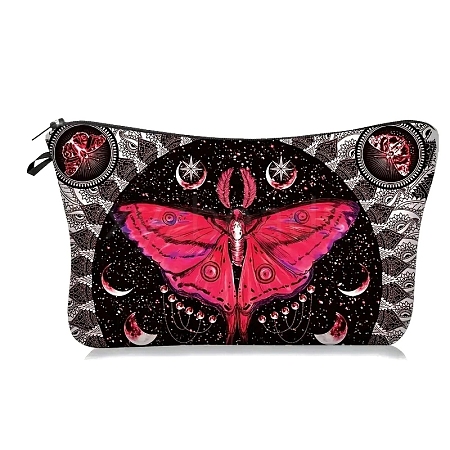 Butterfly Print Linen Cosmetic Zipper Pouches PW-WG8E7F0-01-1