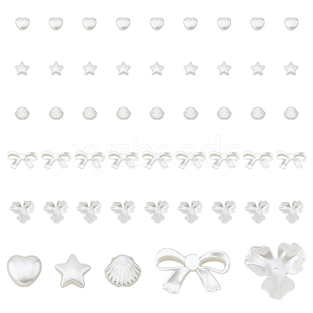 DICOSMETIC 300Pcs 5 Style ABS Plastic Imitation Pearl Beads OACR-DC0001-07-1