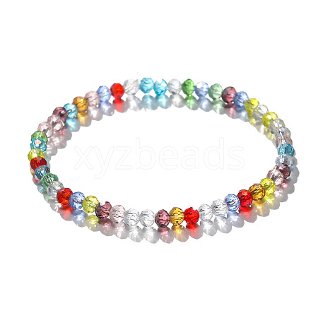 4mm Prism Faceted Rondelle Glass Beaded Stretch Bracelets for Women EH2213-5-1