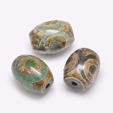 Tibetan Style 3-Eye dZi Beads TDZI-G009-B42-1