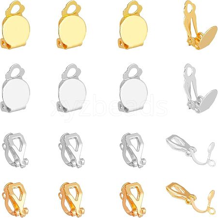 SUPERFINDINGS 160Pcs 4 Style Iron Clip-on Earring Findings IFIN-FH0001-62-1