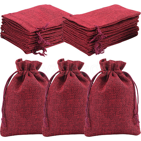 Beebeecraft Polyester Imitation Burlap Packing Pouches Drawstring Bags ABAG-BBC0001-02B-04-1