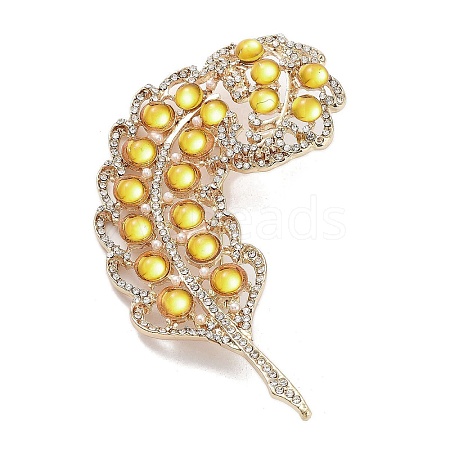 Leaf Alloy Pave Acrylic Rhinestone Brooch JEWB-C029-17B-1