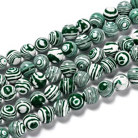 Synthetic Malachite Beads Strands G-I199-32-10mm-F-1