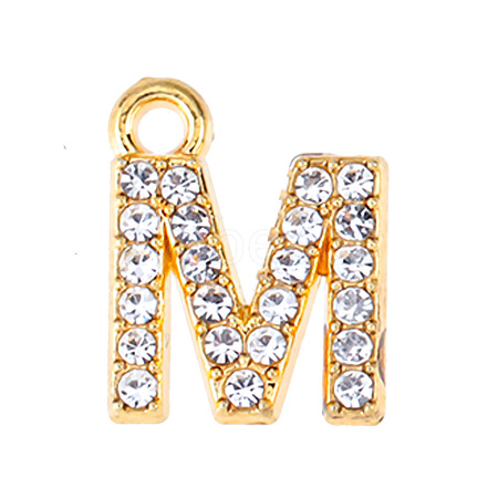 Golden Tone Alloy Rhinestone Pendants PW-WGCC773-13-1