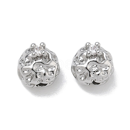 Brass Micro Pave Clear Cubic Zirconia Beads CU-CBA91C0-06P-1