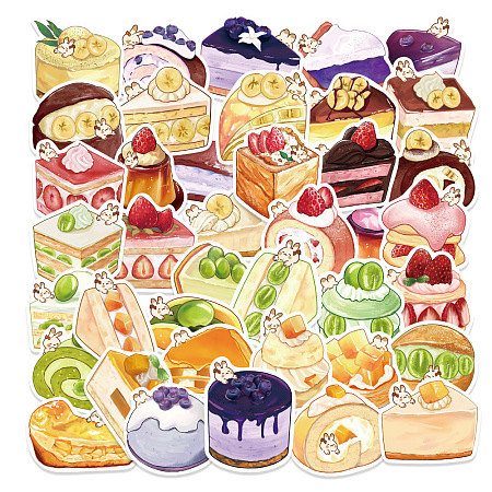 40Pcs Cartoon Colorful Dessert  Paper Stickers PW-WG99F8D-01-1