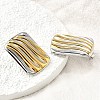 Rectangle 304 Stainless Steel Two Tone Stud Earrings EJEW-D308-10B-PG-4