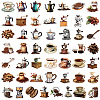 50Pcs Vintage Coffee Machine and Coffee Bean Paper Stickers PW-WGB49A5-01-5