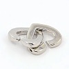 Brass Two Loops Heart Interlocking Clasps for DIY Jewelry KK-M051-01P-2