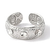 304 Stainless Steel Rhinestone Cuff Rings for Women RJEW-F166-34P-2