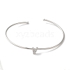 Rack Plating Brass Micro Pave Clear Cubic Zirconia Letter Open Cuff Bangles BJEW-A018-01P-V-2