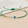 Adjustable Lanmpword Evil Eye Braided Bead Bracelet ZW2937-08-1