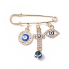 Crystal Rhinestone Evil Eye Charms Safety Pin Brooch with Resin Beaded JEWB-BR00088-2