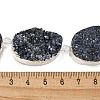 Silver Plated Dyed Oval Natural Drusy Quartz Crystal Beads Strands G-F144-03-S-2