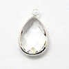 Silver Color Plated Brass Glass Teardrop Pendants GLAA-J017C-S-3