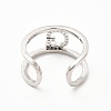 Clear Cubic Zirconia Initial Letter Open Cuff Ring RJEW-A012-01P-G-3