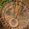 Bohemian Style Alloy & Wood & Synthetic Turquoise Pendant Necklaces & Hoop Earrings Sets WG14320-04-1