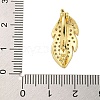 Rack Plating Feather Brass Micro Pave Clear Cubic Zirconia Twister Clasps KK-F876-08G-3