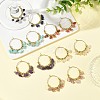 Natural Lapis Lazuli & Natural Amethyst & Natural South Red Agate & Natural White Moonstone & Natural Madagascar Rose Quartz & Natural Amazonite Chip & Brass Bead Hoop Earrings EJEW-JE07441-1