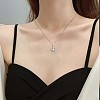 Clear Cubic Zirconia Flat Round with Crown Pendant Necklace JN1027A-7