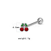 Cherry Stainless Steel Enamel Straight Barbell 15 Gauge Piercing Tongue Rings for Women Men WG3D6AB-09-1