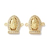 Rack Plating Brass Clear Cubic Zirconia Virgin Mary Connector Charms KK-C084-36A-G-1