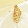 Leaf 304 Stainless Steel Open Cuff Rings for Women RJEW-G338-06G-3