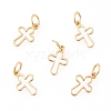 Brass Tiny Cross Charms X-KK-G258-02-NR-2