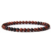 4mm Round Natural Mahogany Obsidian Beads Bracelet for Men X-KG3069-12-1