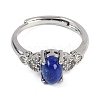 Oval Natural Lapis Lazuli Adjustable Rings RJEW-Q819-01P-03-3