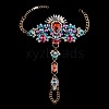 Fashion Alloy & Acrylic Rhinestone Flower Toe Ring Anklets for Beach Party WGAEED0-03-1