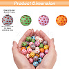 Fashewelry 80Pcs 8 Colors Printed Natural Wood Beads WOOD-FW0001-11-3