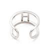 Clear Cubic Zirconia Initial Letter Open Cuff Ring RJEW-A012-01P-H-3