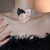 Rose Cloth Plastic Pearl Beaded Choker Necklaces FS-WGC088F-02-2