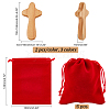   6Pcs 3 Colors Wood Hand-held Cross WOOD-PH0002-48-2