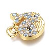 Brass Micro Pave Clear & Sky Blue Cubic Zirconia Charms ZIRC-O035-11G-3