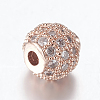 Brass Micro Pave Cubic Zirconia Beads ZIRC-E134-6mm-04-3