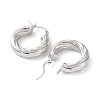 Rhodium Plated 925 Sterling Silver Hoop Earrings EJEW-K258-12P-2