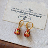 Brass Enamel & Cubic Zirconia Hoop Dangle Earrings WGAF5A7-03-1